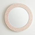 Blush Pink bone inlay round Mirror Handmade Minimal Round Wall Decor Luxury Vanity
