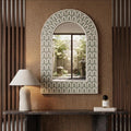 Green Bone Inlay Mirror – Arch Shape Handmade Modern Wall Decor luxury home decor