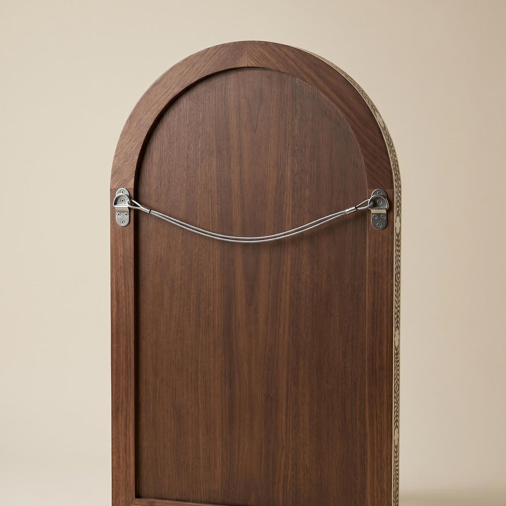 Art Deco Arch Mirror Bone Inlay Black Ivory Geometric Wall Mirror luxury