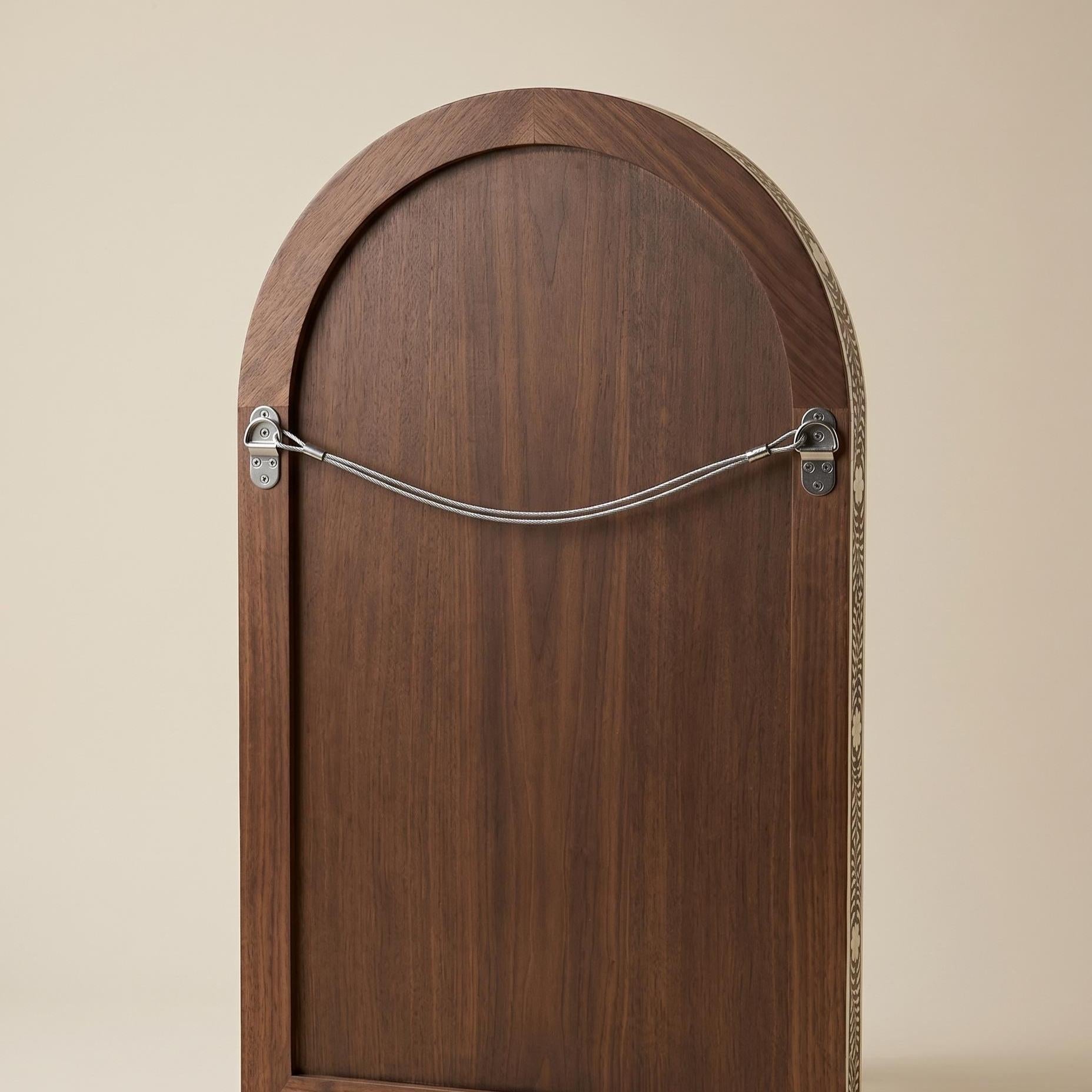 Art Deco Arch Mirror Bone Inlay Black Ivory Geometric Wall Mirror luxury