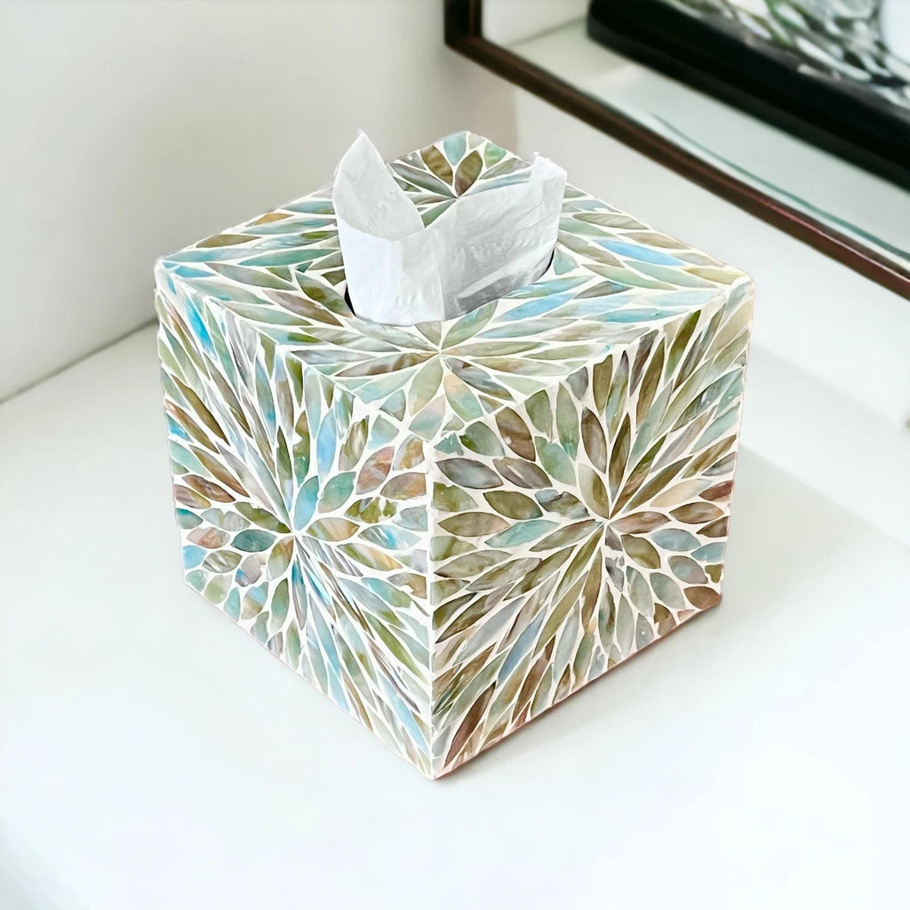 Tissue Box Cover MOP Inlay Handmade Decorative Tissue Holder