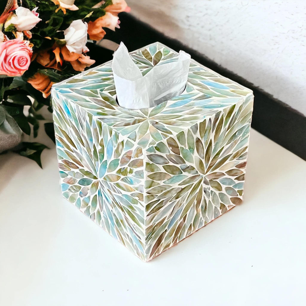 Tissue Box Cover MOP Inlay Handmade Decorative Tissue Holder