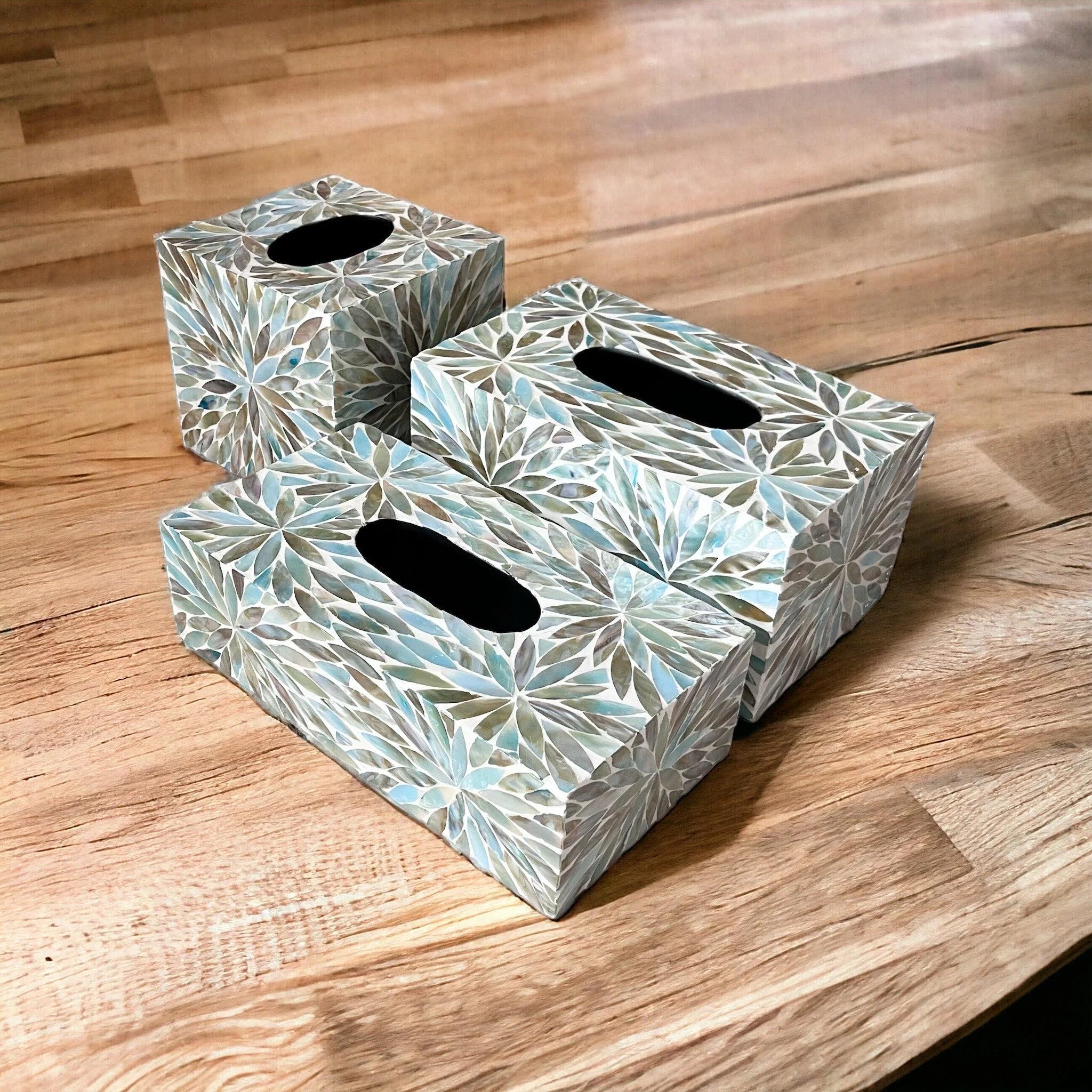 Tissue Box Cover MOP Inlay Handmade Decorative Tissue Holder