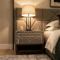 Geometric Bone Inlay Nightstand Storage , end table unique bedside