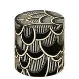 Scalloped Black Bone Inlay Round Side Table - Handivive handmade end tables