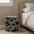 Scalloped Black Bone Inlay Round Side Table - Handivive handmade end tables