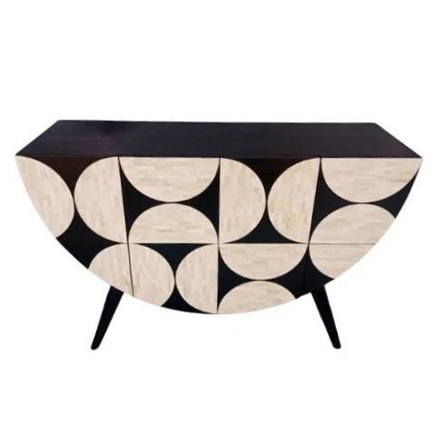 Crescent Black Bone Inlay Abstract Sideboard - Handivive