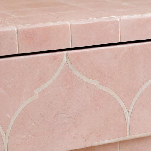 Blush Pink Console Table Bone Inlay One Drawer Modern Entryway Table