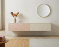 bone inlay Floating Media Console Dual Tone Wall Mounted TV Cabinet