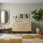 Mustard Bone Inlay Dresser – Sunburst Pattern Handmade Modern Storage luxury cabinet antique armoires