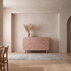 Blush Pink Bone Inlay Dresser – Minimal Floral Pattern Brass Accent Storage luxury cabinet