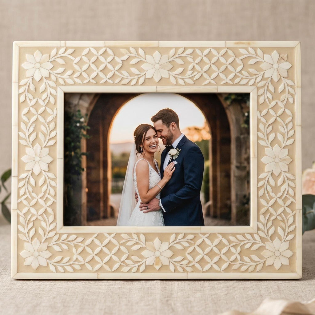 Handmade Bone Inlay Picture Frame 4x6 Vintage Photo Frame