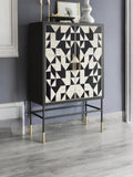 Geometric Bone Inlay Bar Cabinet – Handmade Modern Drinks Storage Furniture