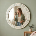 Mother of Pearl Inlay Mirror, Vanity Decor, Bathroom Bedroom Accent Handmade