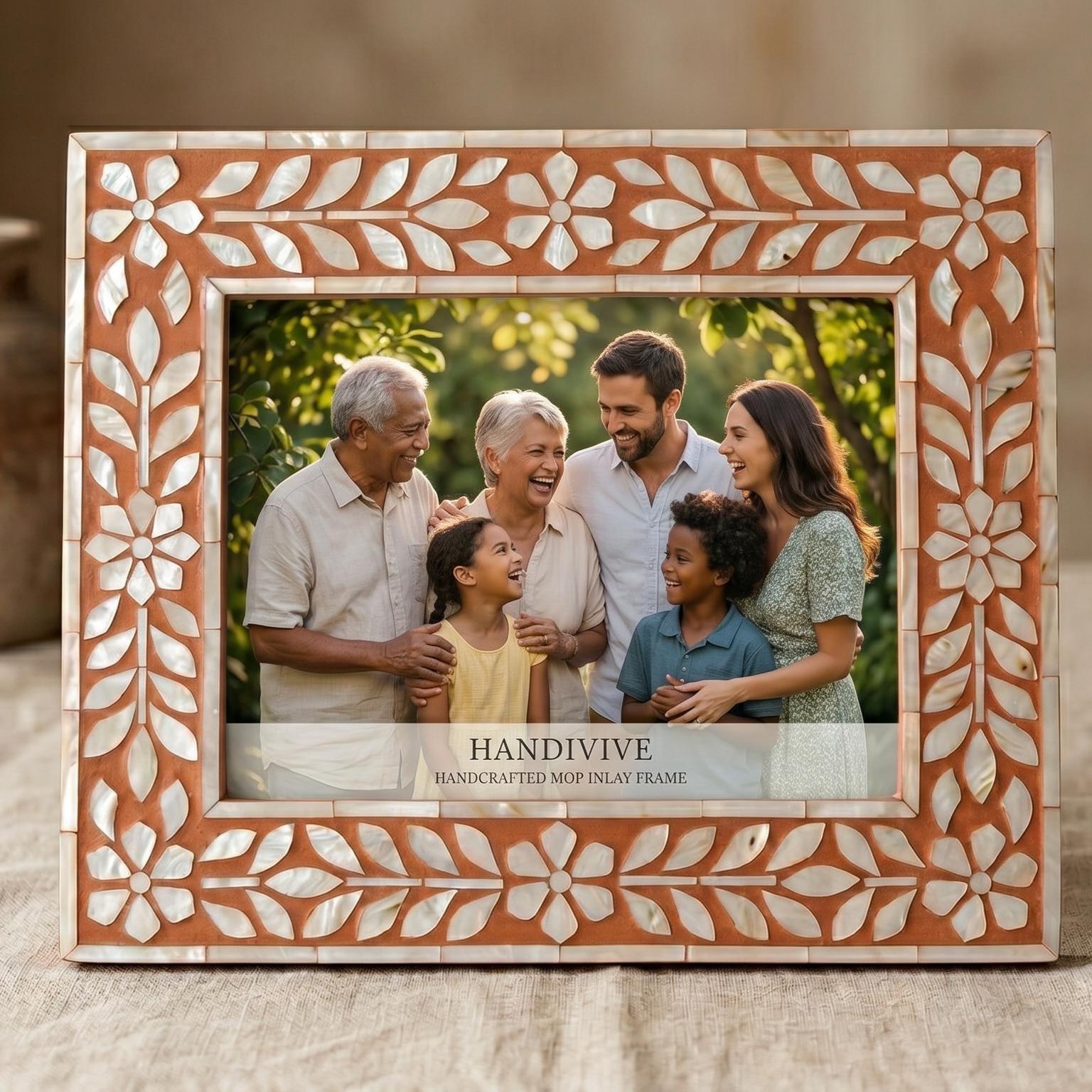 Terracotta Mother of Pearl Picture Frame Handmade MOP Home Decor
