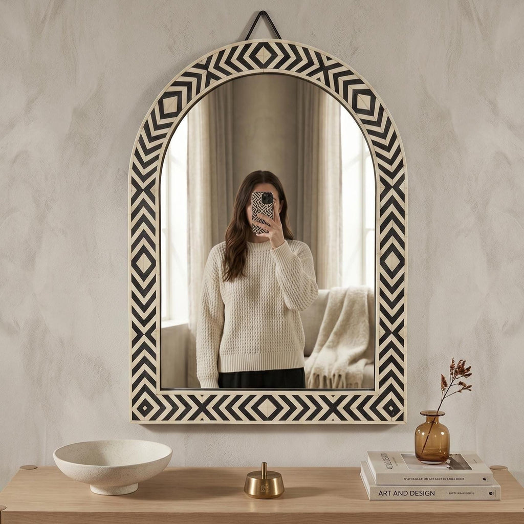 Arch Wall Mirror Bone Inlay Handmade Decorative Mirror