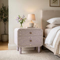 Lavender Bone Inlay Nightstand Floral Vine Pattern side table bedside