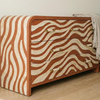 Terracotta bone inlay dresser with wavy organic pattern and curved modern design , luxury dresser