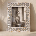 Handmade Grey MOP Picture Frame Floral Photo Frame Decor