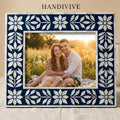 Blue Floral Mother of Pearl Picture Frame Handmade MOP Decor