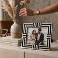 Geometric Stripe Mother of Pearl Picture Frame Handmade MOP Decor